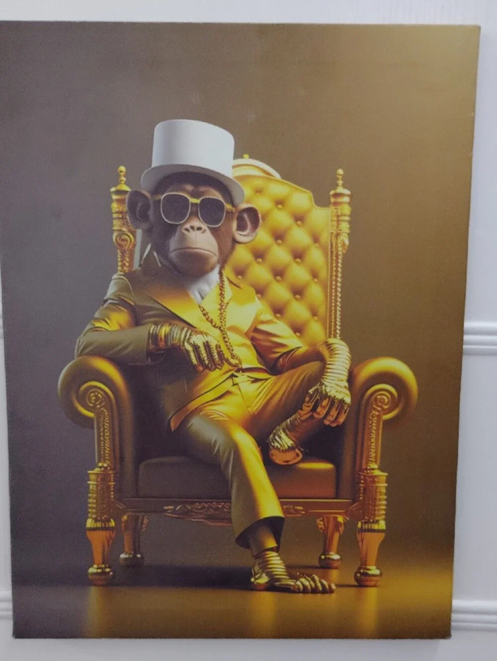 Gold Monkey Throne Wall Art Print